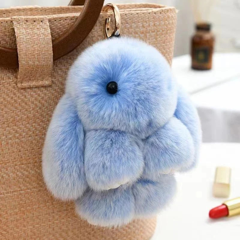 Cute Charm Key Chain Bag pendant Plush Bunny Toy Rabbit Fur Doll Gifts Keychain