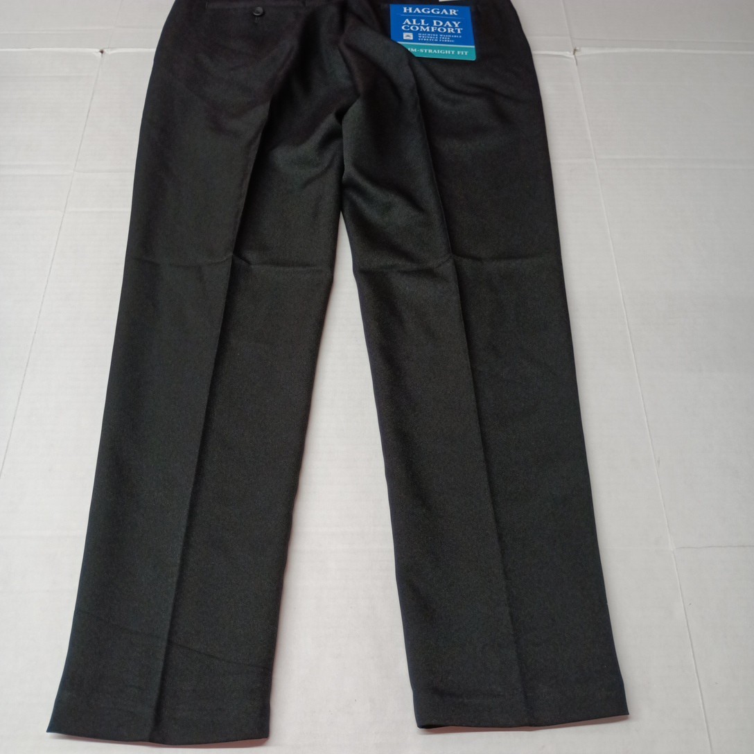 Haggar Men’s All Day Comfort Slim-Straight Fit Pants Size 32×30 Black New