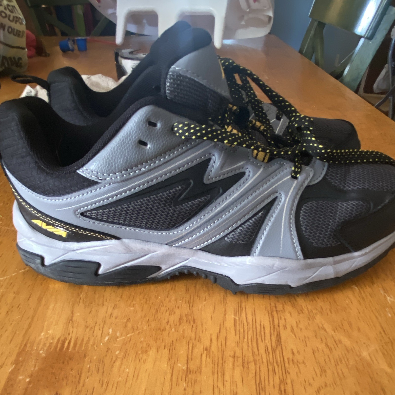 Avia Men’s Low Top Lace-Up Athletic Sneakers, Gray/Black/Yellow Solid