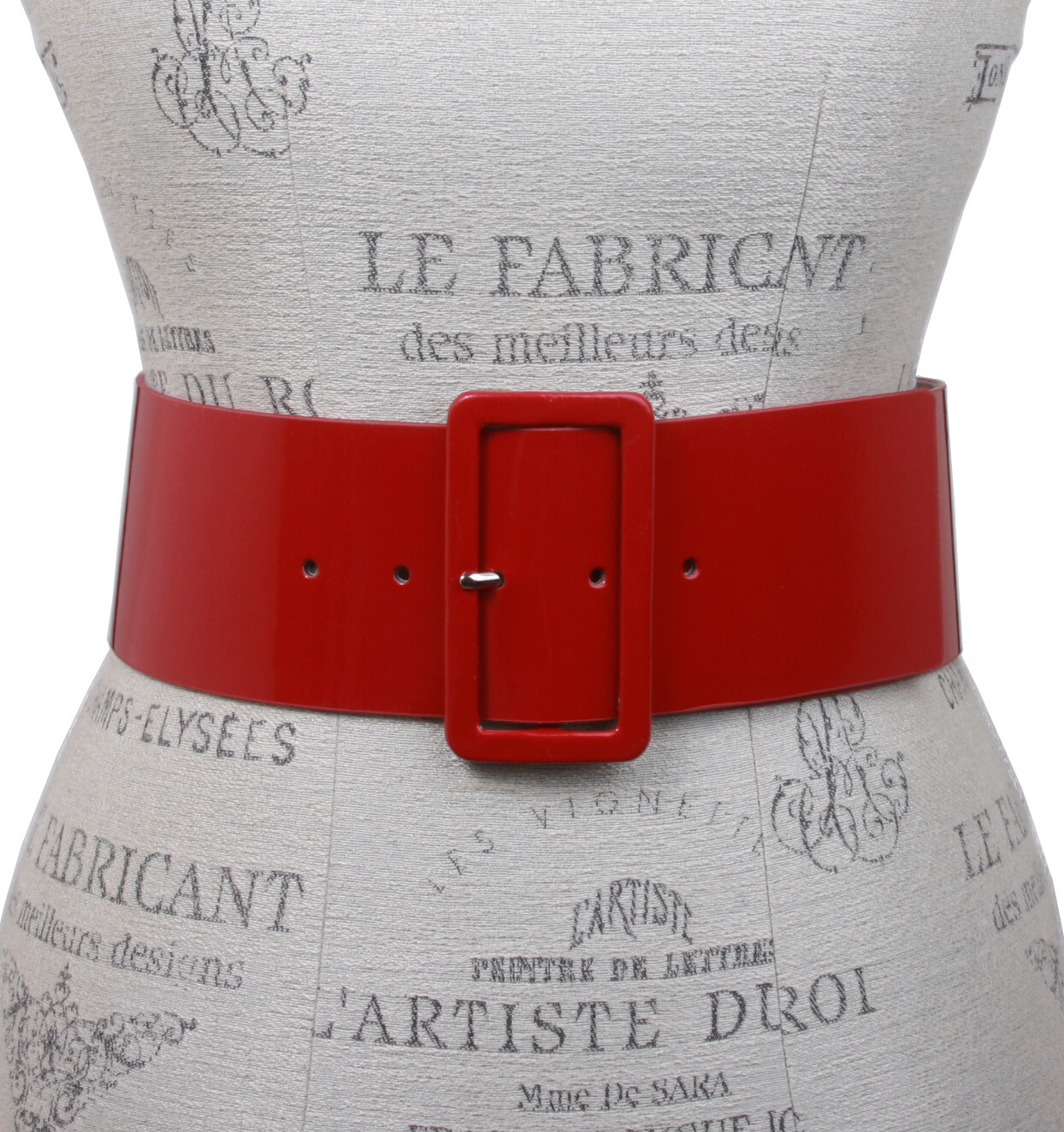 Ladies High Waist Patent Leather Wide Fashion Square Belt