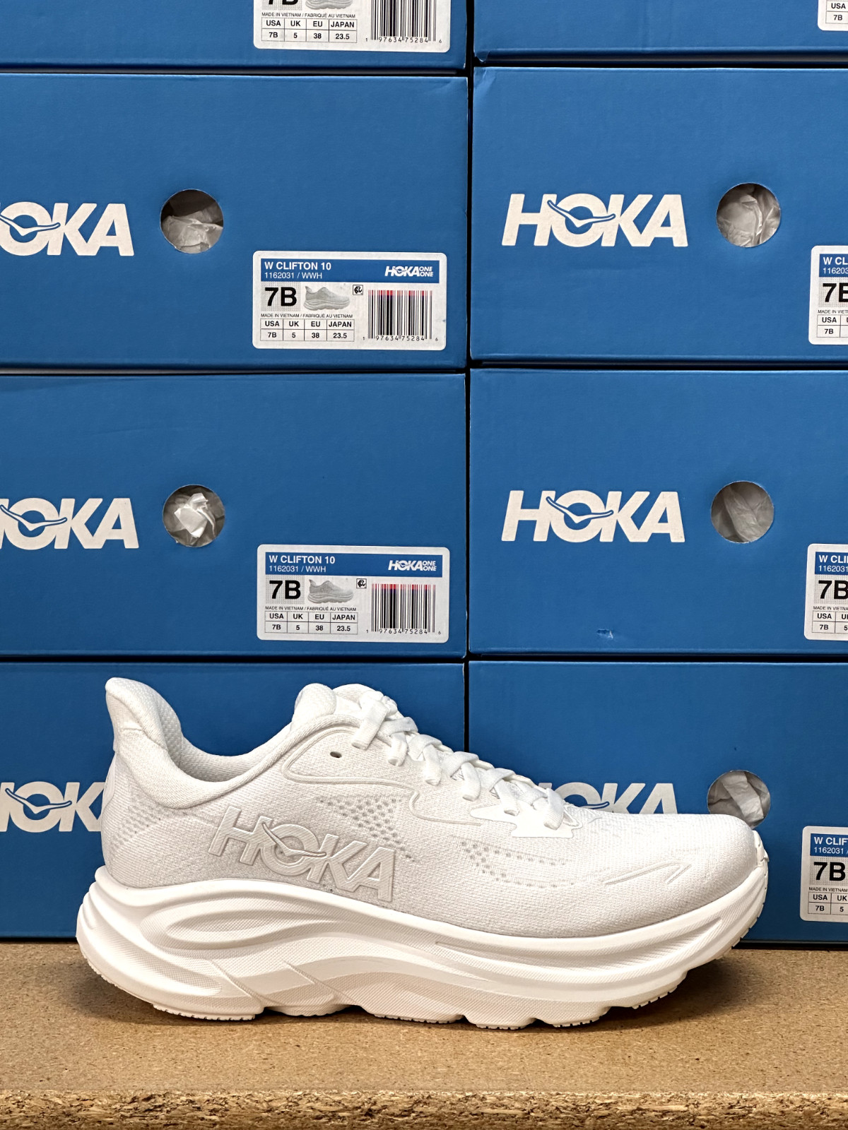 Hoka One One Clifton 10 White 1162031-WWH Womens Running Casual Shoes New