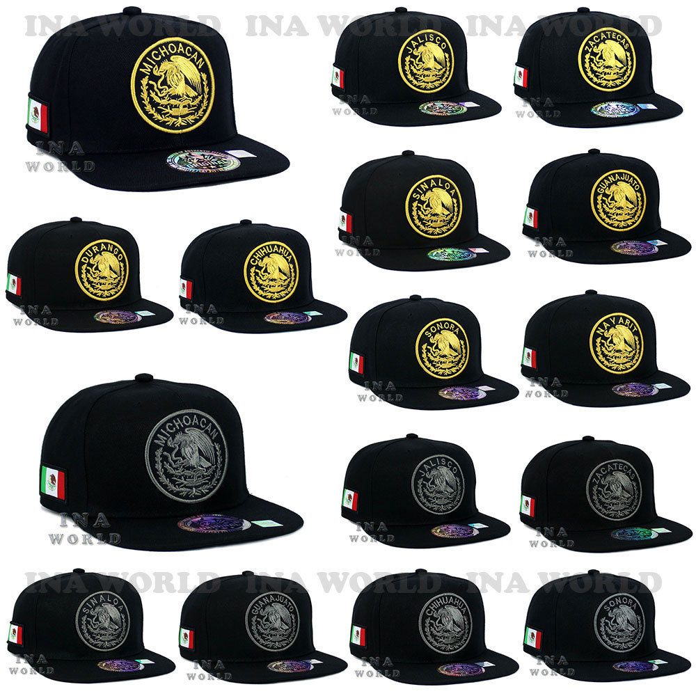 MEXICO Hat State Federal Logo Embroidered Snapback Hiphop Flat Bill Baseball Cap