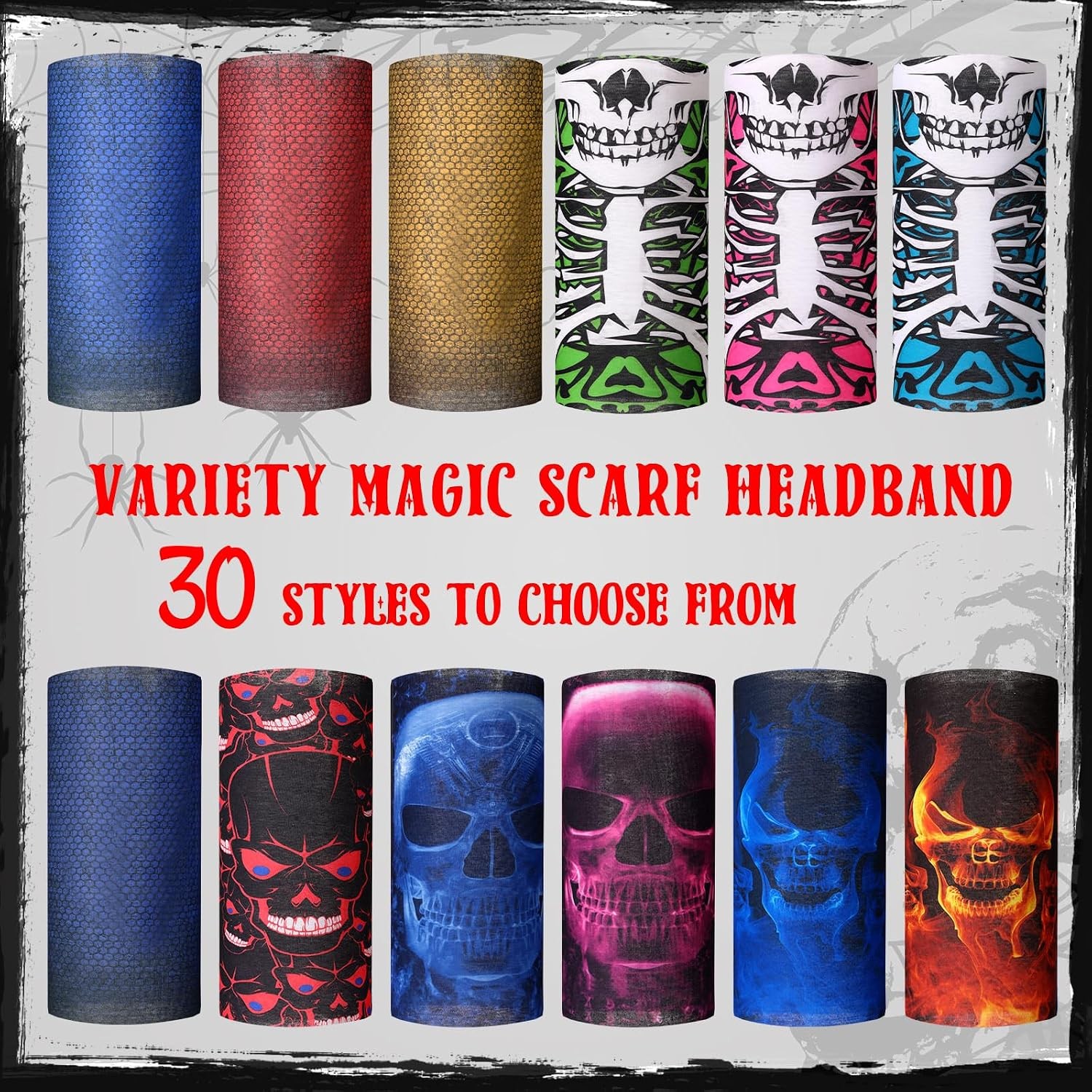 Seamless Skull Balaclava Tarpop 30 Pcs Bulk Halloween