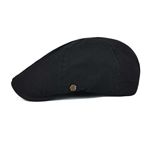 Cotton Flat Cap Cabbie Hat Gatsby Ivy Cap Irish Hunting Hat Newsboy Black