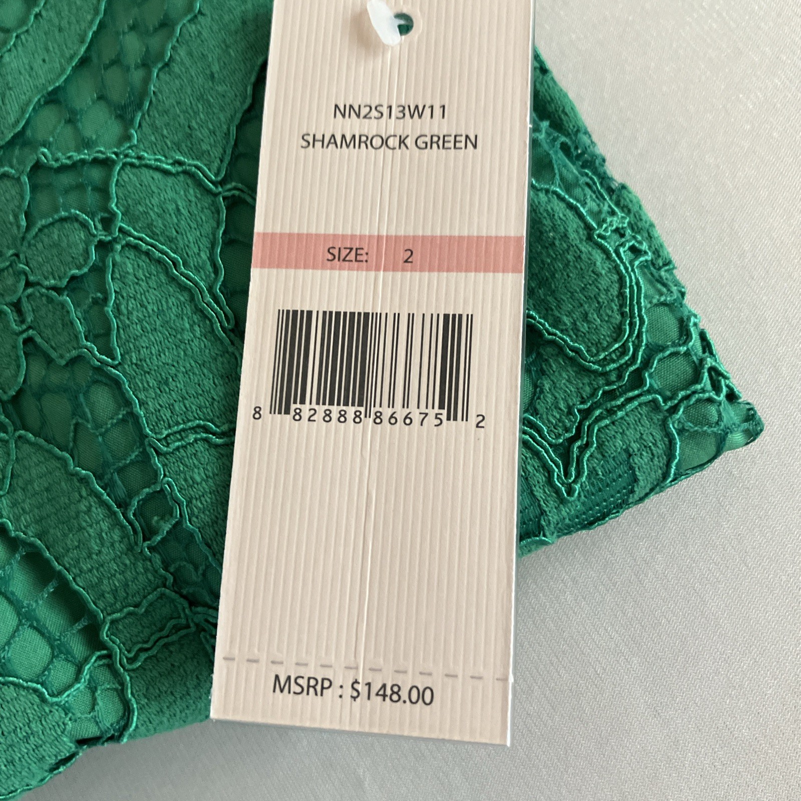 Nanette Lepore Green Lace A-Line Dress Size 2 Mock Neck Knee Length NEW