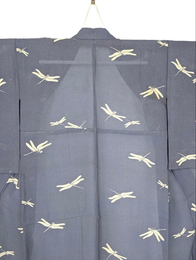 Silk Summer Kimono Ro Mon Small Pattern 150cm 64cm Tranquil Blue Dragonfly