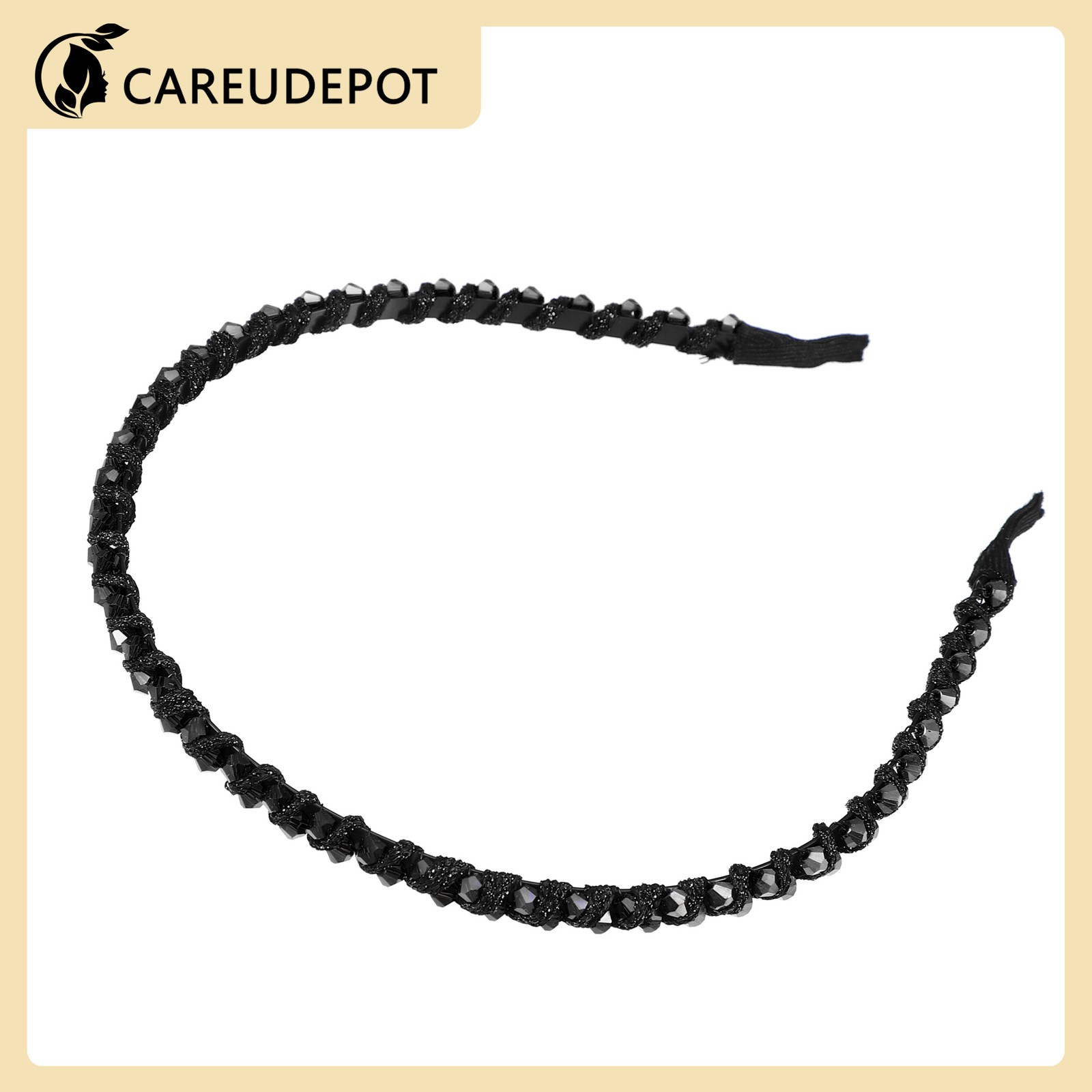 1 Pcs Rhinestone Hair Hoop Headband Thin Hairband for Women Black 0.24“ Wide