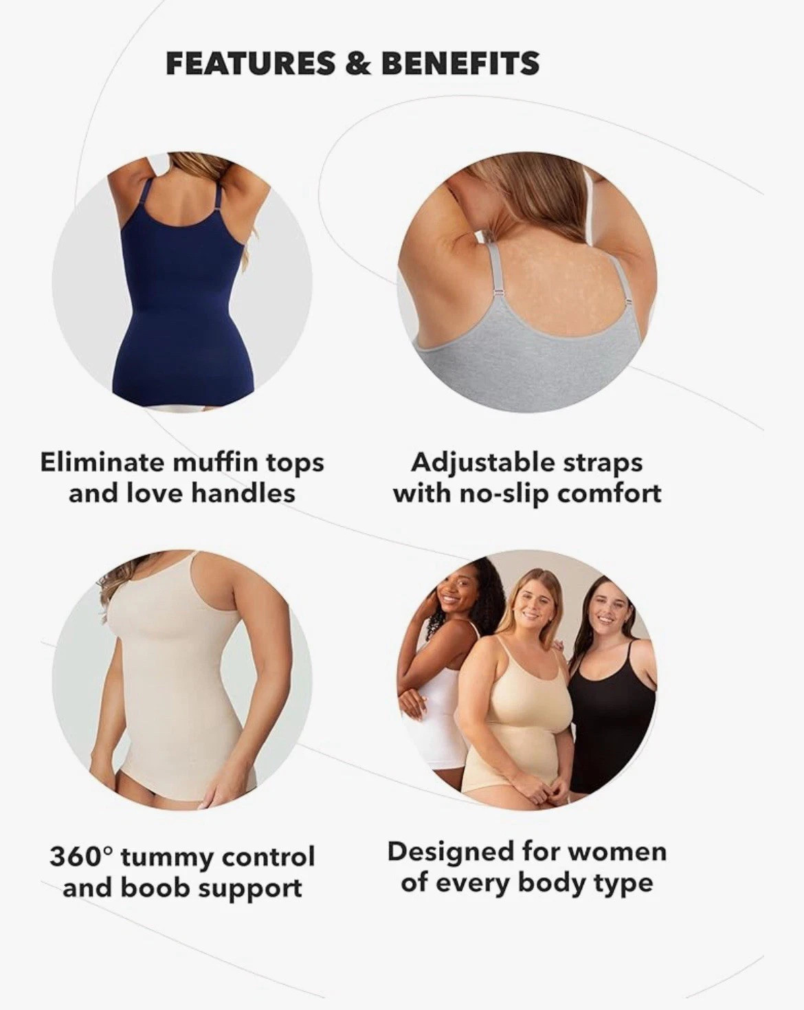 Shapermint Essentials Scoop Neck Cami, Women’s Cami Shapewear, 3XL