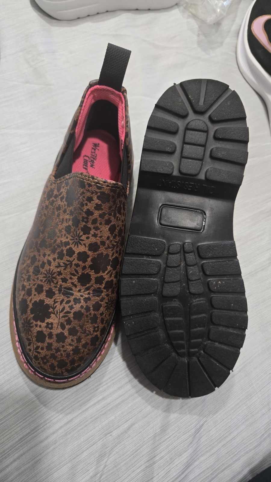 Western Chief Women’s Brown Floral Slip-On Flats, Synthetic, Size 9