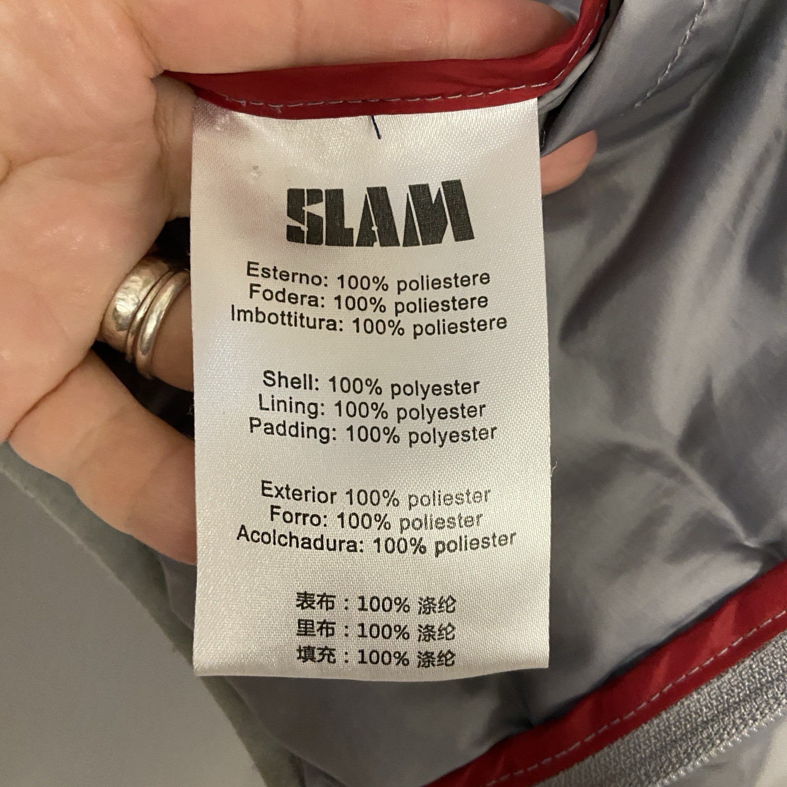 Slam Puffer Jacket Mens Small Silver Packable Coat Insulated Pockets Cosy