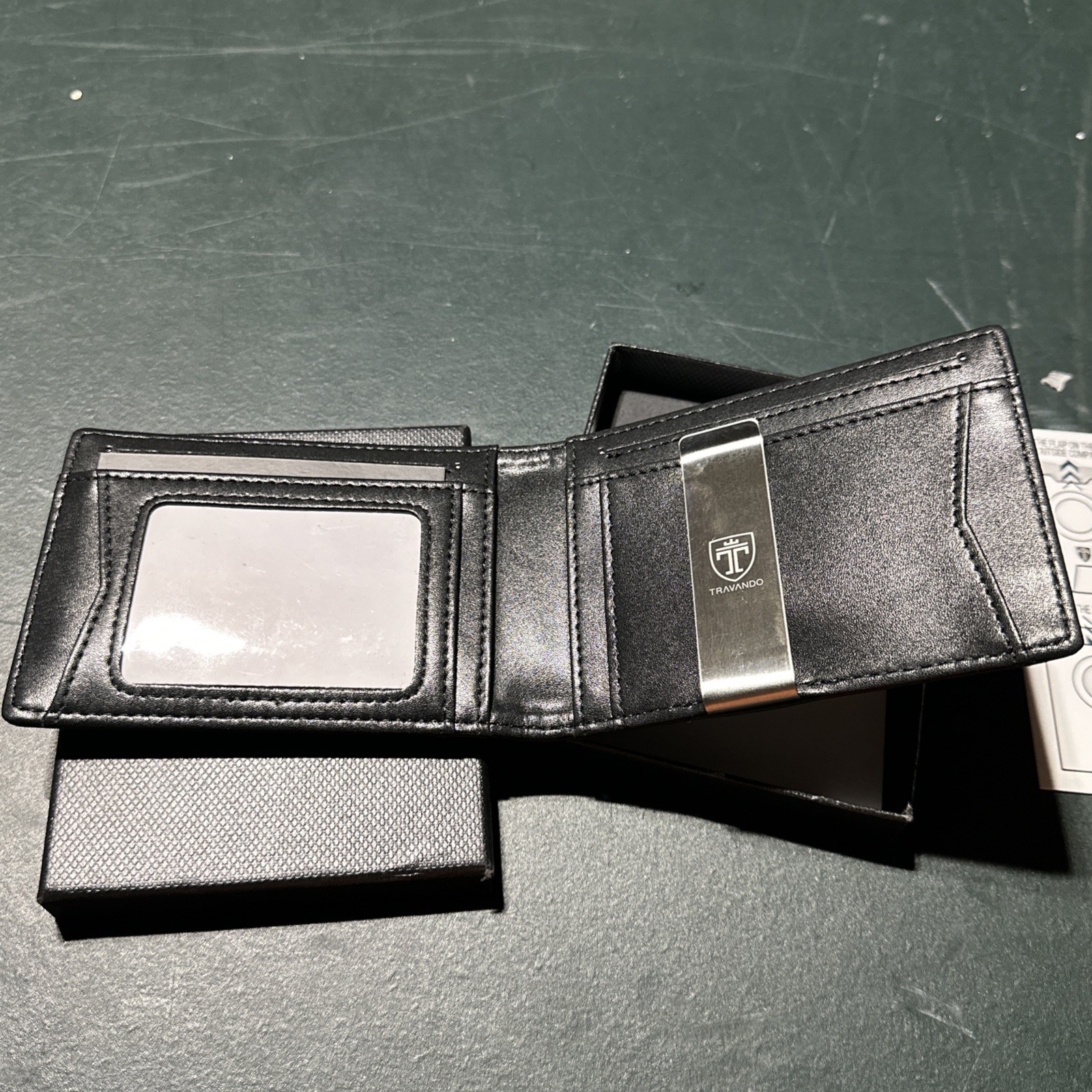 New TRAVANDO AirTag* Wallet Mens with Money Clip Air Standard Size, Black