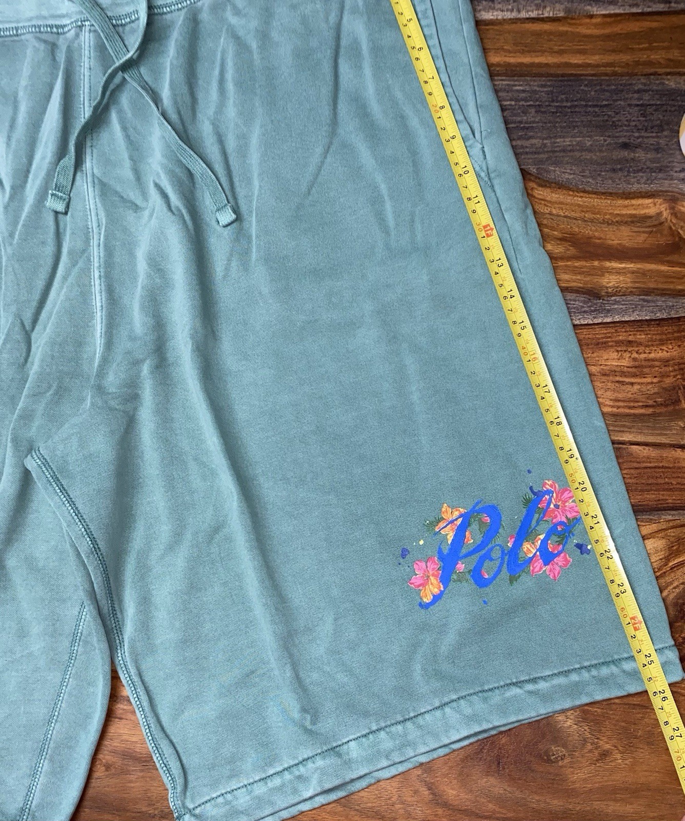 POLO RALPH LAUREN Men’s Big & Tall Hawaiian Floral Logo Fleece Green Shorts 3XLT