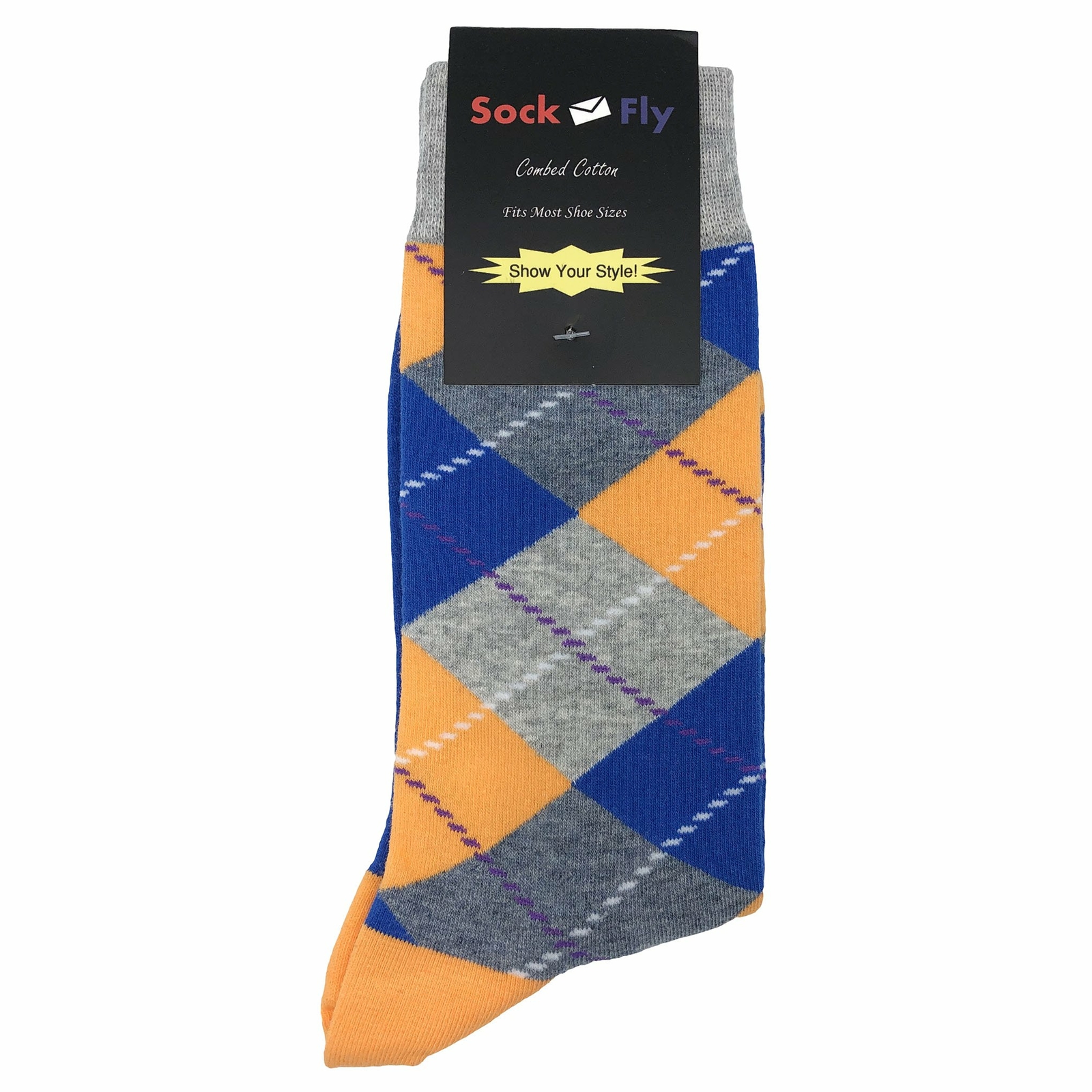NWT Anytime Argyle Dress Socks Novelty Men 8-12 Multicolor Crazy Fun Sockfly
