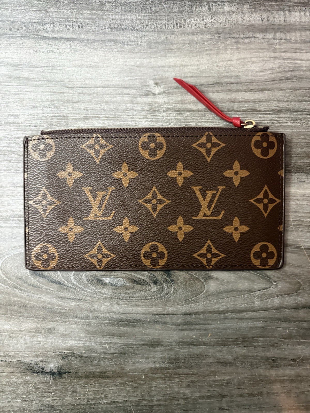 Louis Vuitton Wallet Card Holder Vintage Brown Leather, Made in France