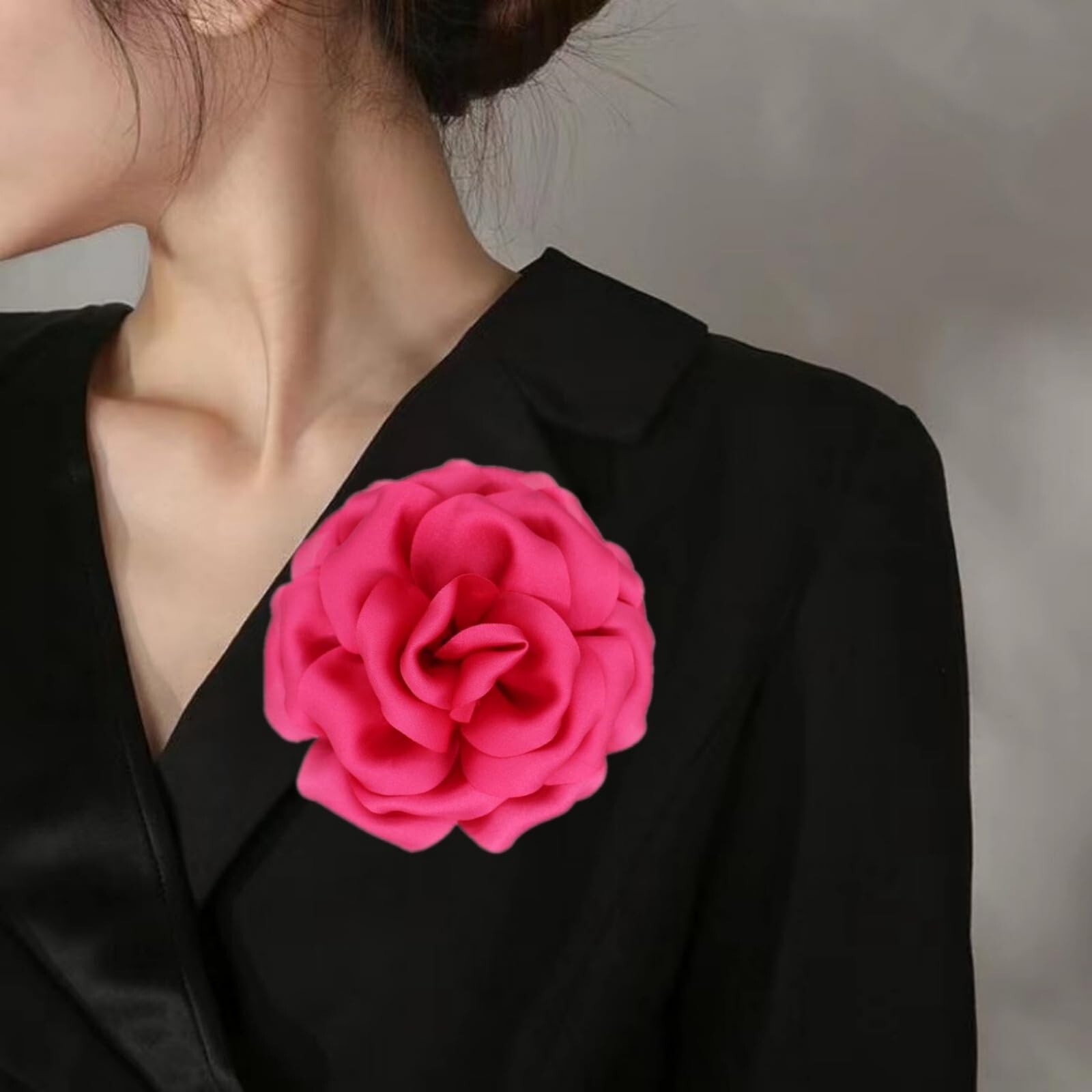 Satin Fabric Rose Flower Brooches Pins for Women Elegant 3D Large Camellia Fl…