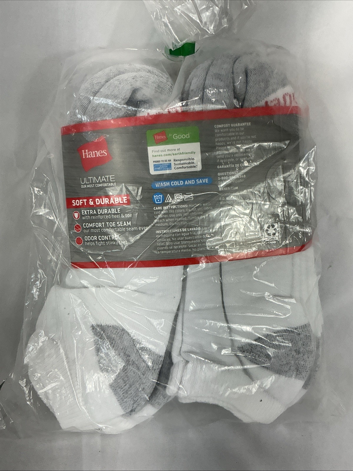 12 PAIRS Hanes Ultimate Ankle Socks Men’s Big & Tall 12-14 White Socks Brand New