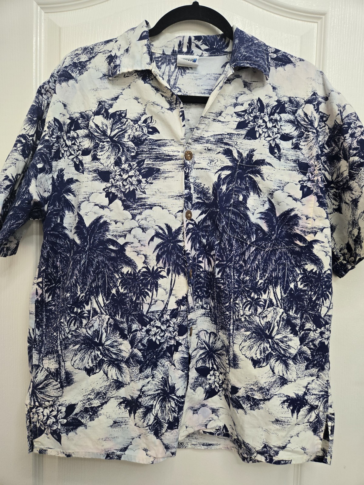 Water Blocks Oceanside California Hawaiian shirt men’s MEDIUM tropical USA made