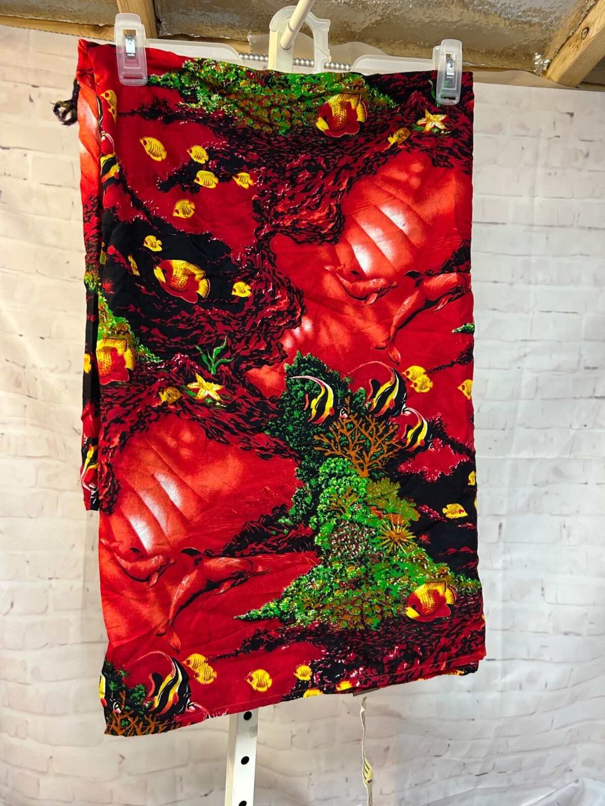 Underwater Fish Dolphin Print Sarong Wrap Beach Cover Up Red Sea Life Design New