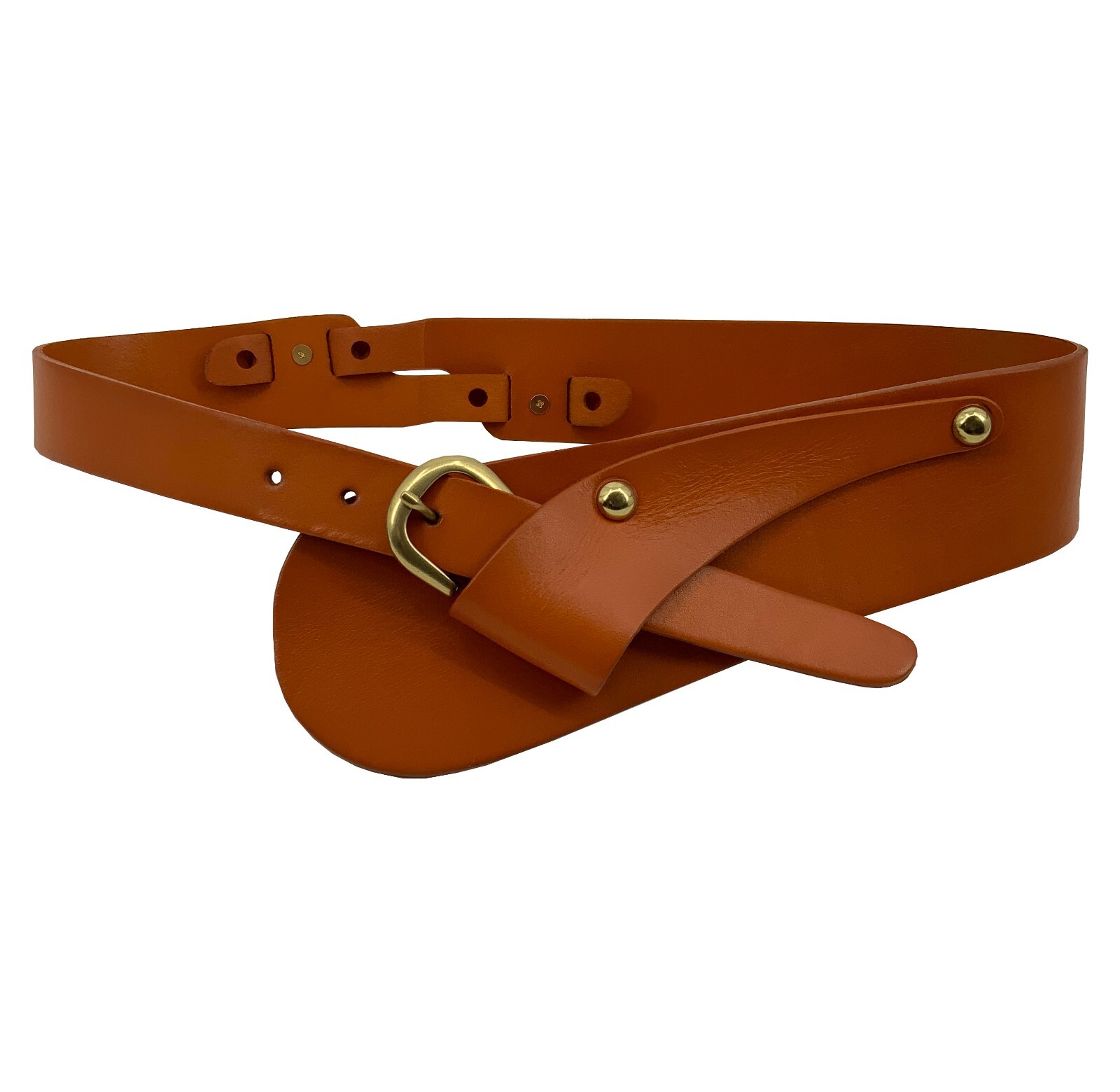 Women Wide Waist Fashion Vintage Cowhide Full Grain Leather Boho Concho Belt