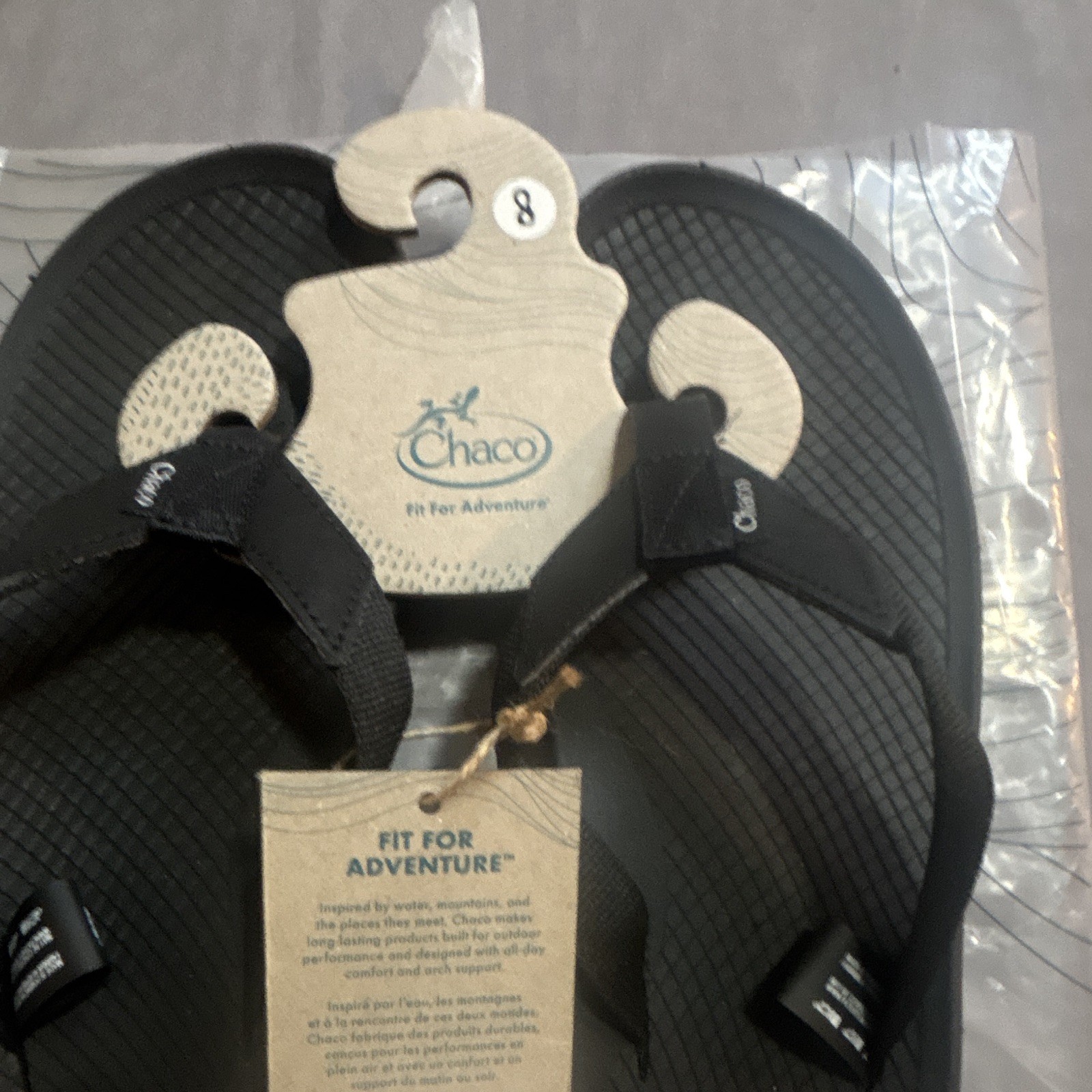 Chaco NWT Lowdown Flip Sandal Black Slip-On Synthetic US 8 EU39 UK6 JCH108132