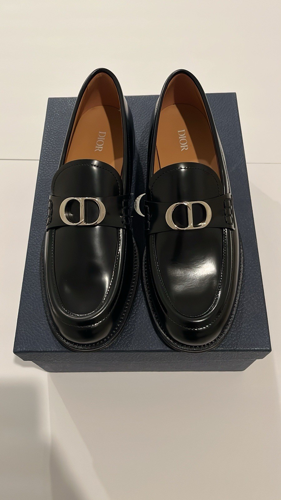 Dior Granville Loafer Black Polished Calfskin CD Buckle EU 43 US 10 New In Box