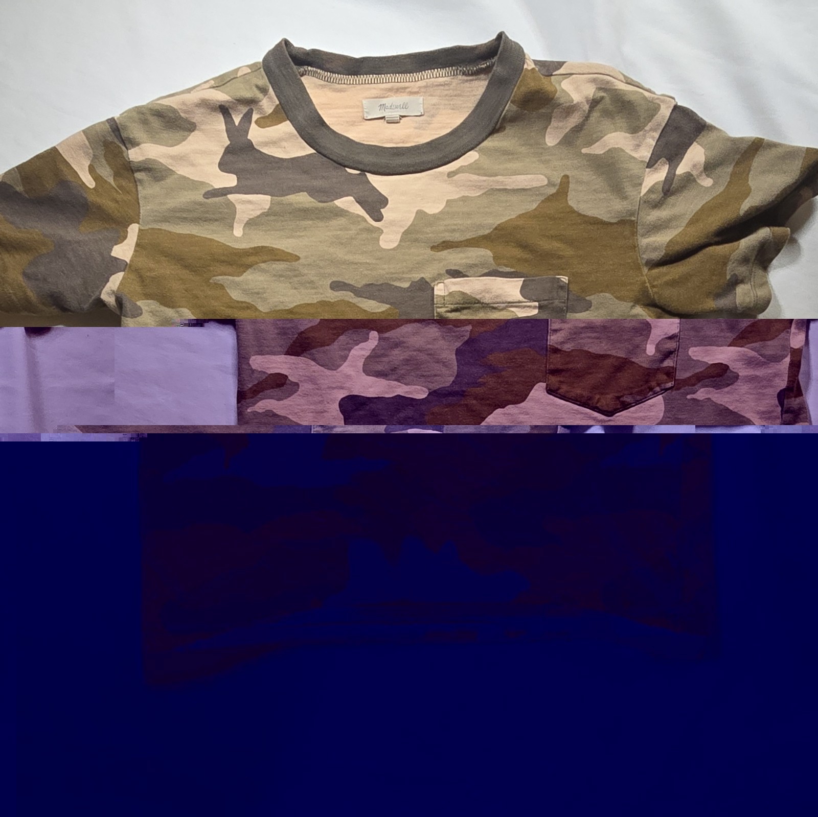 Madewell Women’s Multicolor Camouflage 100% Cotton Knit Pocket Tee Crew XS