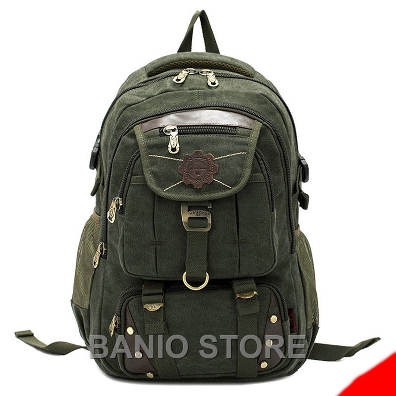 KAUKKO Men Canvas Backpack Rucksack Bag Camping Travel School Satchel Outdoor