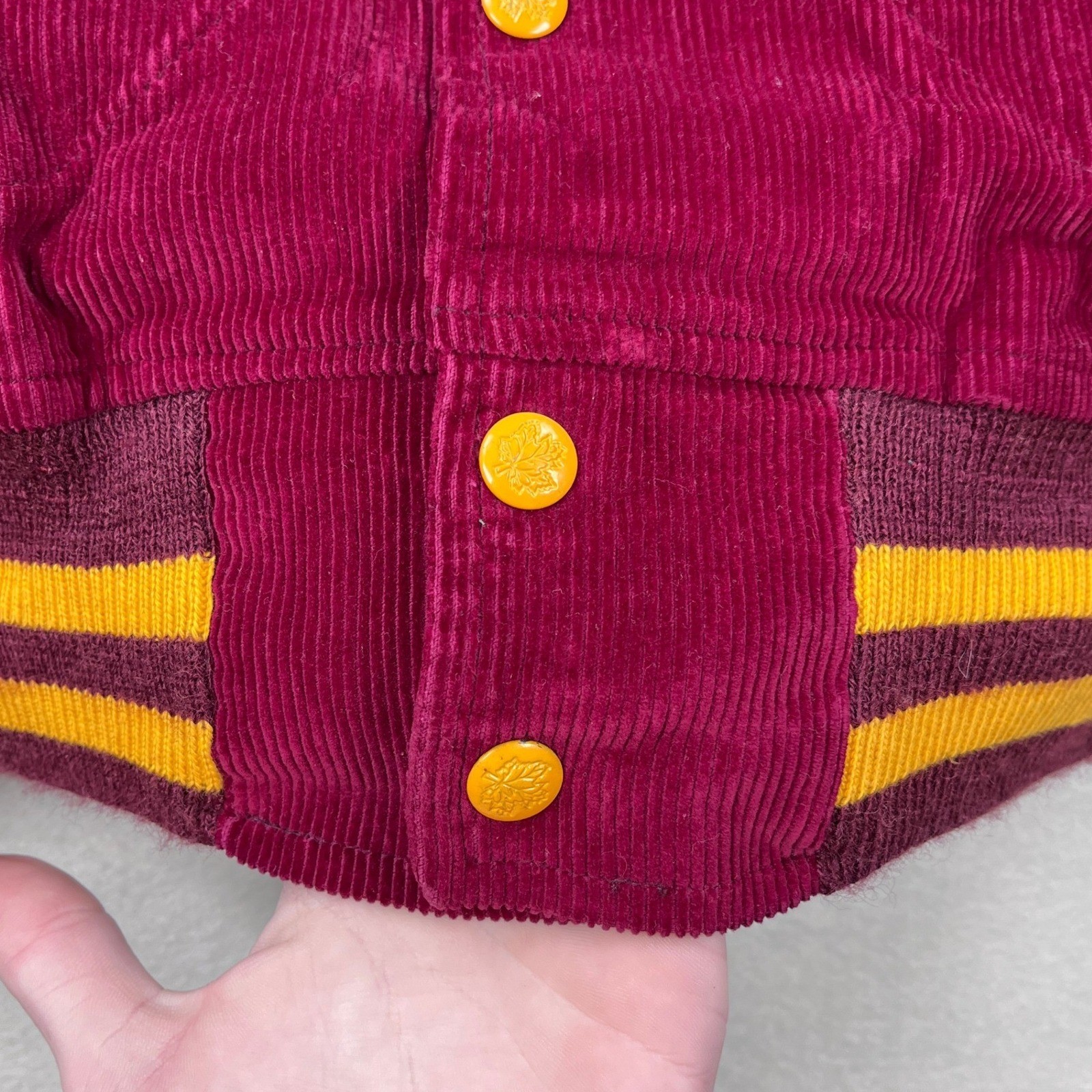 Vintage 50s 60s Maple Athletic Sportswear Corduroy Chain Stitch Jacket Burgundy