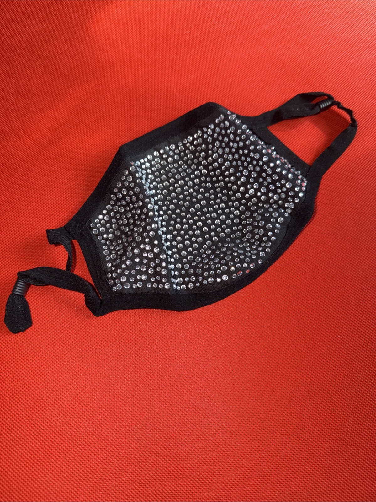 Sparkly Rhinestone Bling Face Mask Black Rave Festival Glam Costume Studded