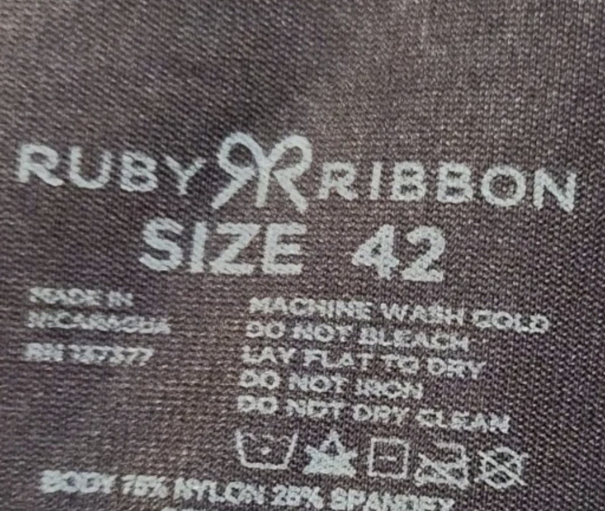 Ruby Ribbon Lace Cami 42 Black Style #3055 Shapewear Satin Adjustable