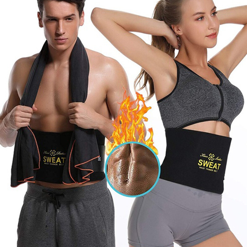 Men&Women Waist Trimmer Belt Burn Fat Sweat Body Shaper Weight Loss Girdle Gym