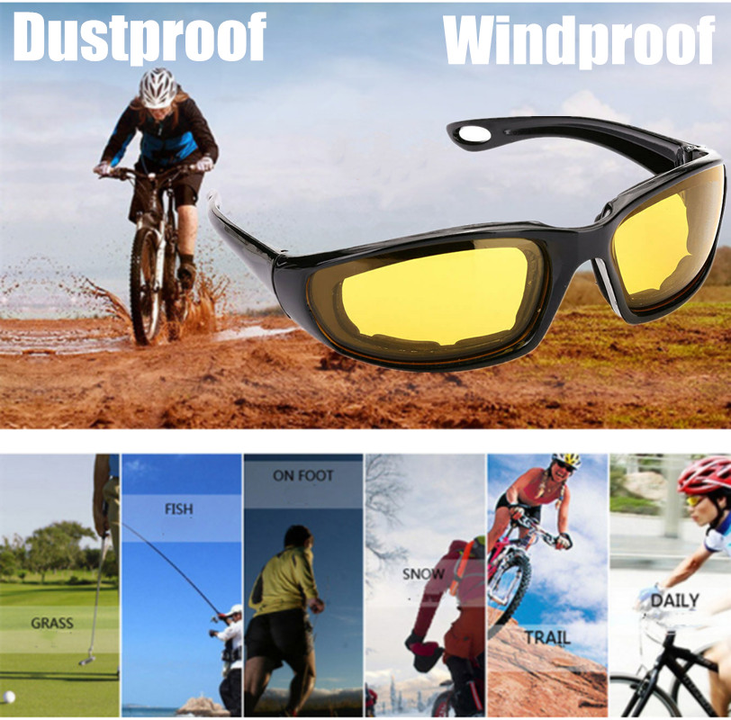 1 PCS Chopper RIDING GLASSES WINDPROOF GOGGLES MOTORCYCLE SUNGLASSES YELLOW LENS