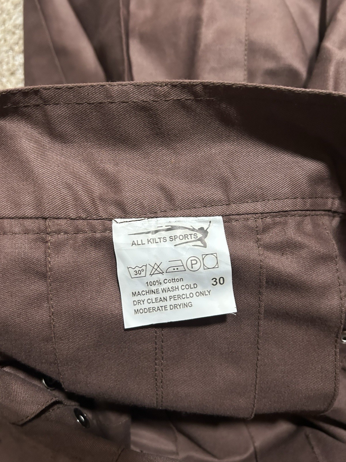 All Kilts Sports Utility Kilt Mens 30 Brown Workwear Heavyweight