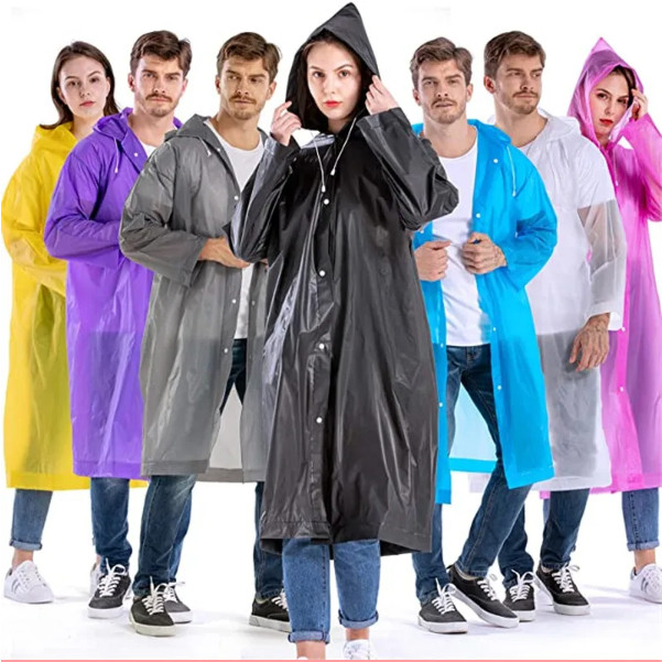 Unisex Adult Waterproof Raincoat Rain Coat Hooded Jacket Poncho Rainwear Camping