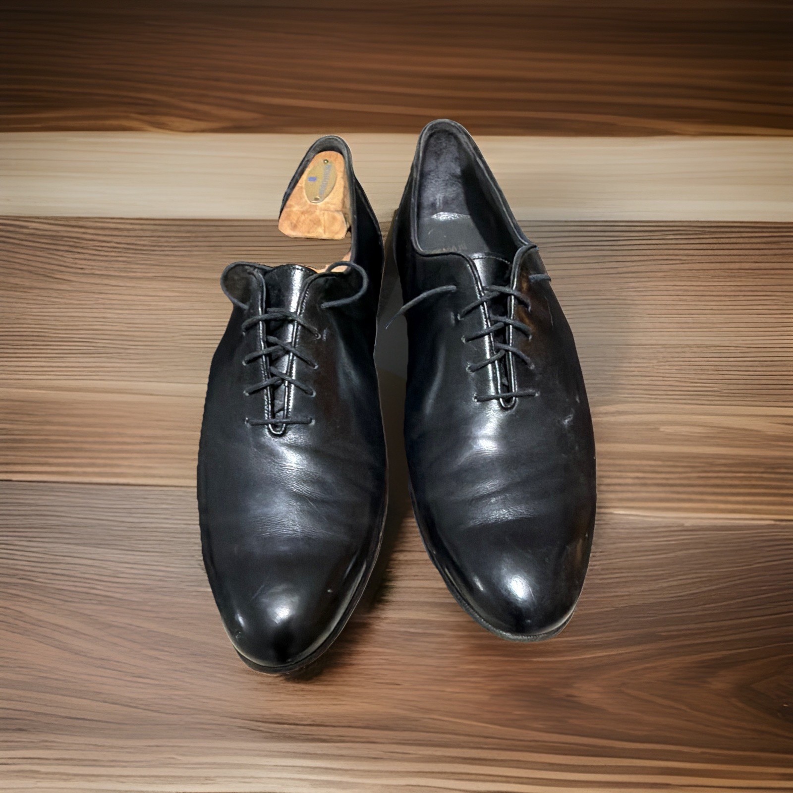 Bally Men’s Black Leather Oxford Dress Shoes Lace-Up Almond Toe US 11 D
