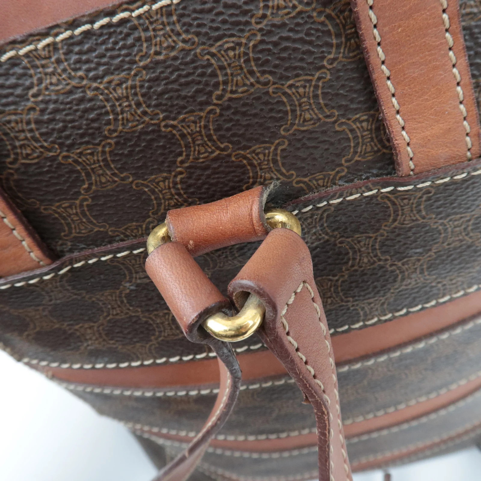 CELINE Macadam PVC Leather Backpack Brown Gold HDW Authentic