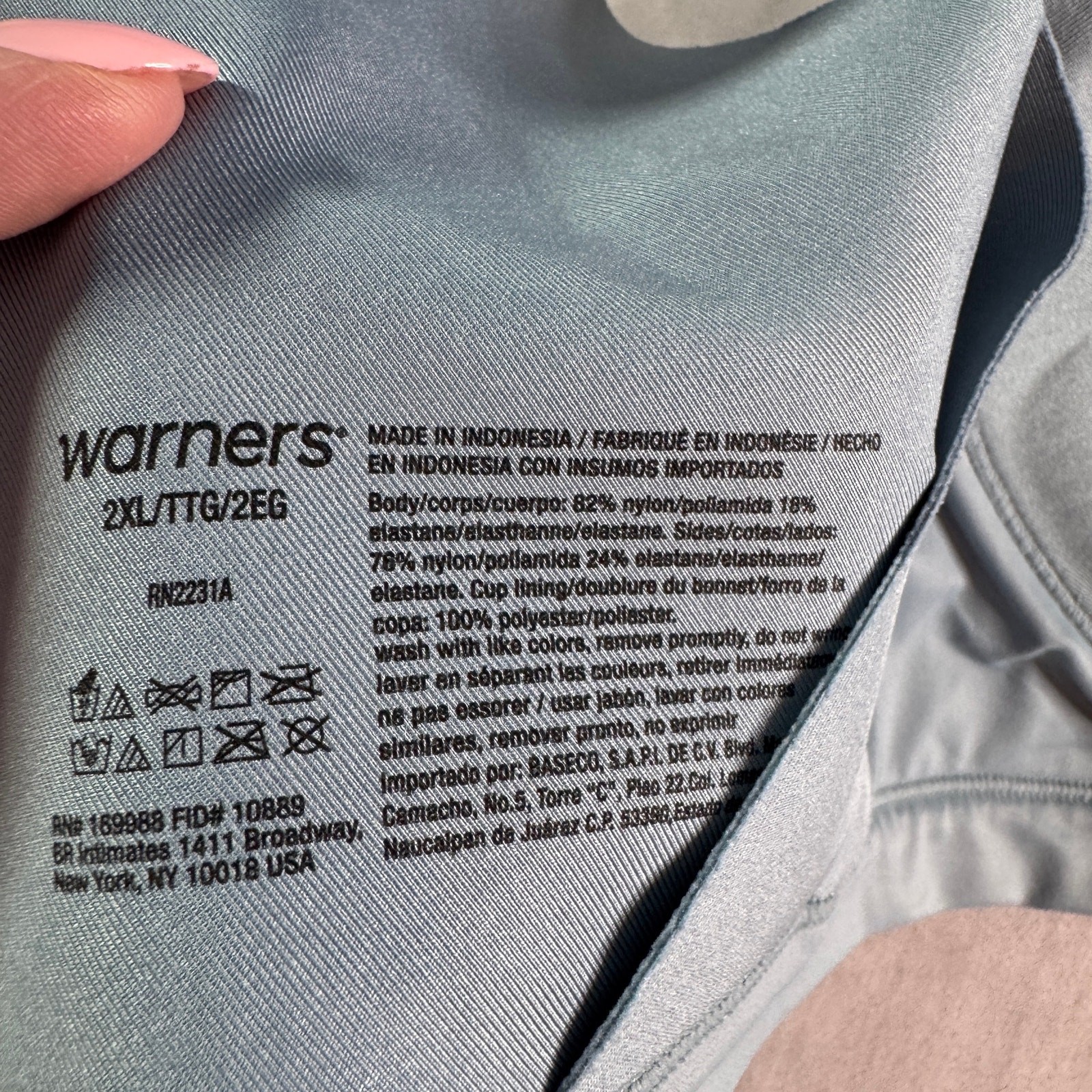 Warner’s Easy Does It Wire-Free T-Shirt Bra Blue 2XL Comfort Stretch