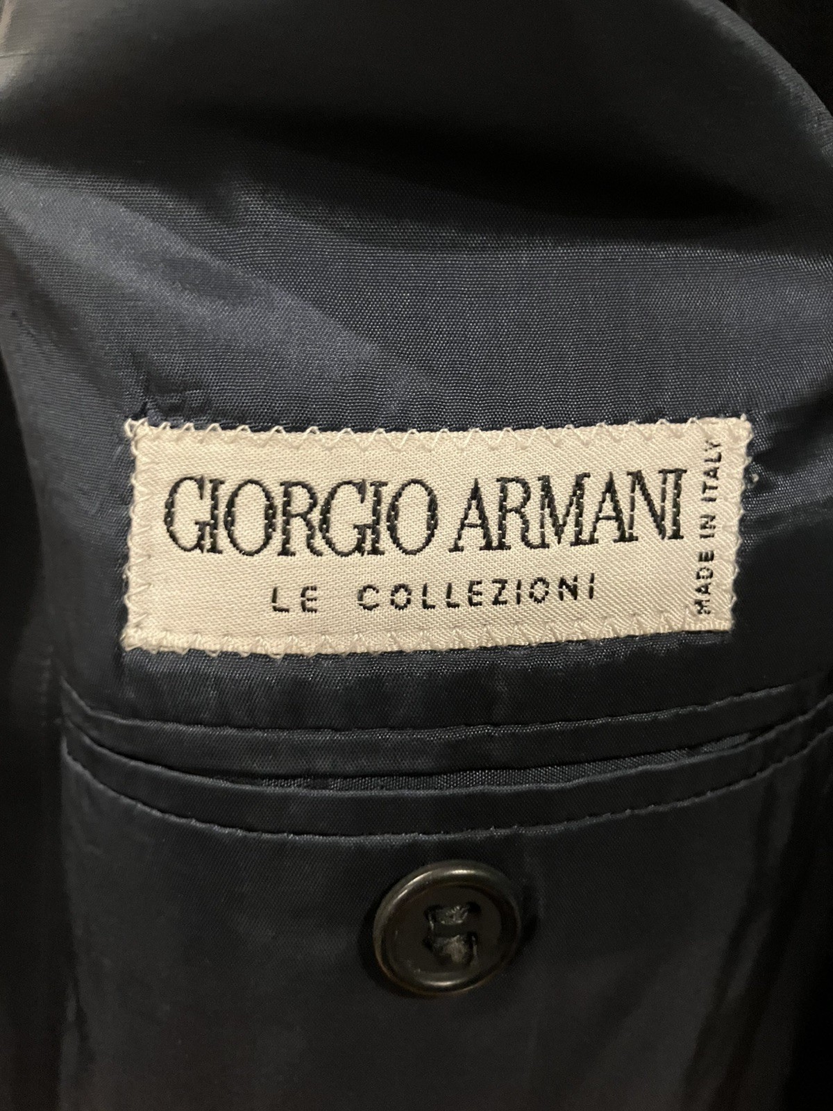 Giorgio Armani Vintage Collezioni Men Navy Blue Pinstripe 2 Pcs Suit 48R 90s