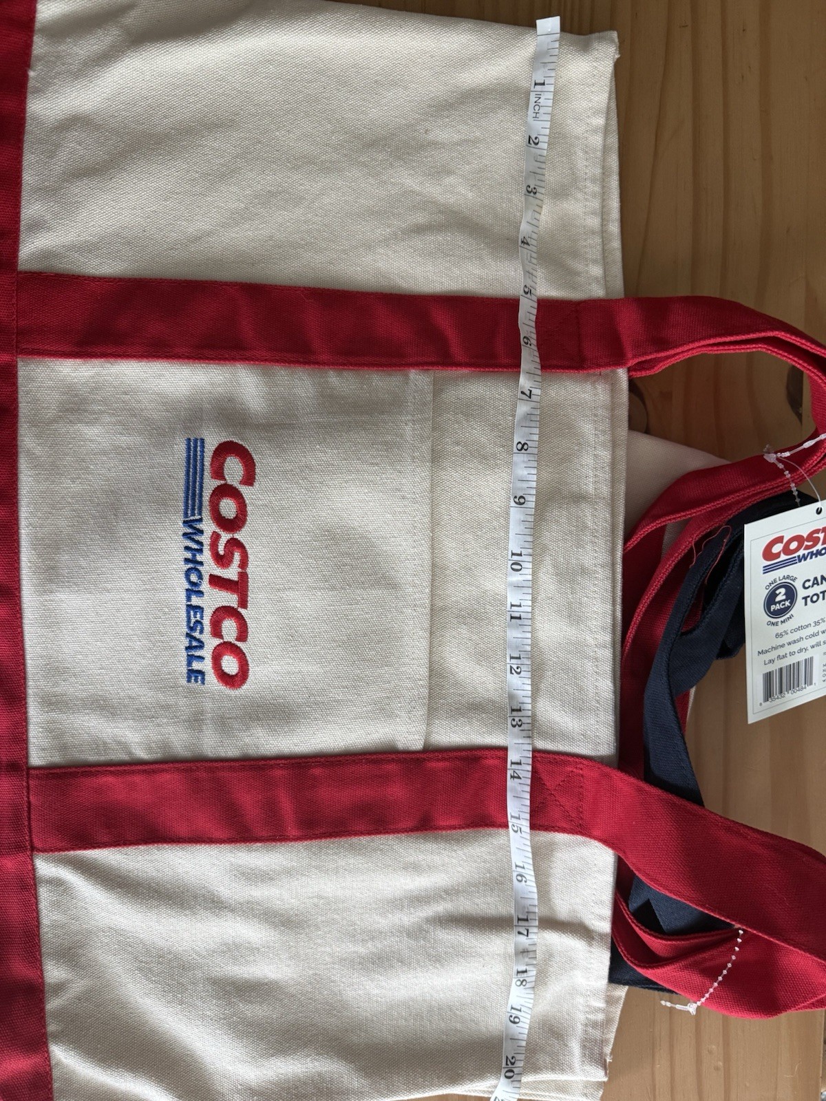 Costco Wholesale Exclusive 2 Pack Canvas Tote Bag Large Red Mini Navy IN HAND