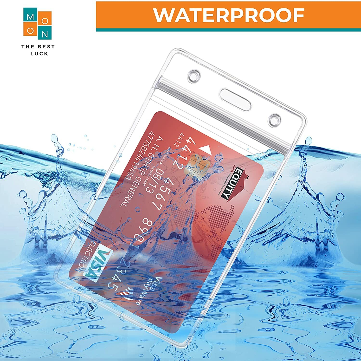 1 – 4 Pack WATERPROOF vertical ID Card Holder Credit Clear Badge hospital travel