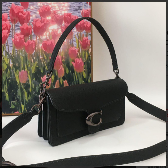 COACH CH857 Tabby Shoulder Bag 26 Polished Pebble Leather Black Outlet New