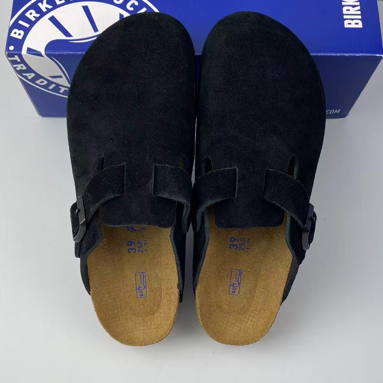 Birkenstock Boston Soft Footbed Black Suede Leather Unisex Shoes Clogs EU37-45