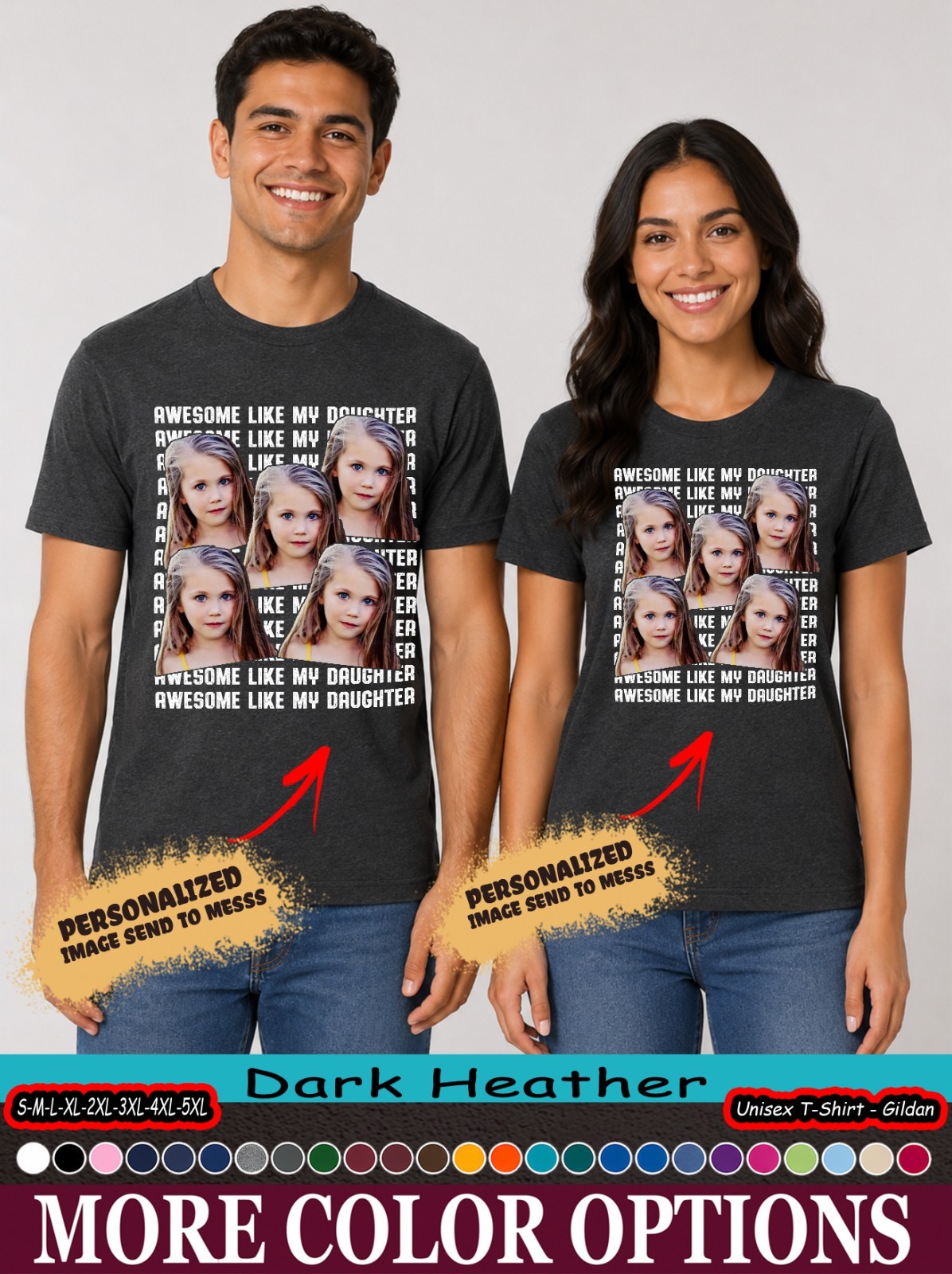 Custom Photo Awesome Like My Daughter Vintage Style Shirt, Dad Family Gift