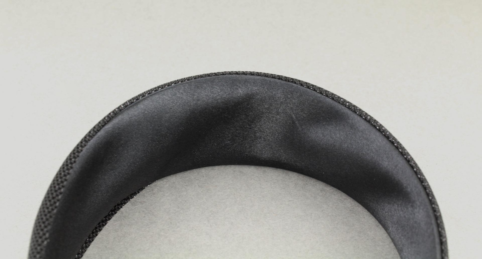 Black headband 1 5/8″ wide shiny satin fabric covered hair band no teeth