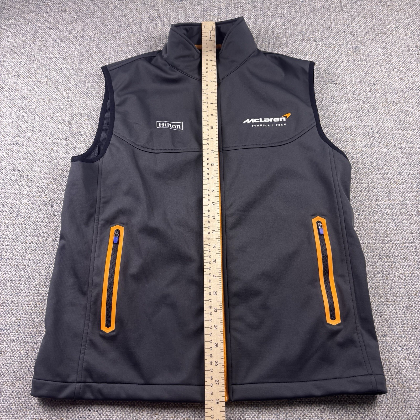 McLaren Formula 1 Team Mens Softshell Vest Charcoal Grey Orange Hilton Sz S