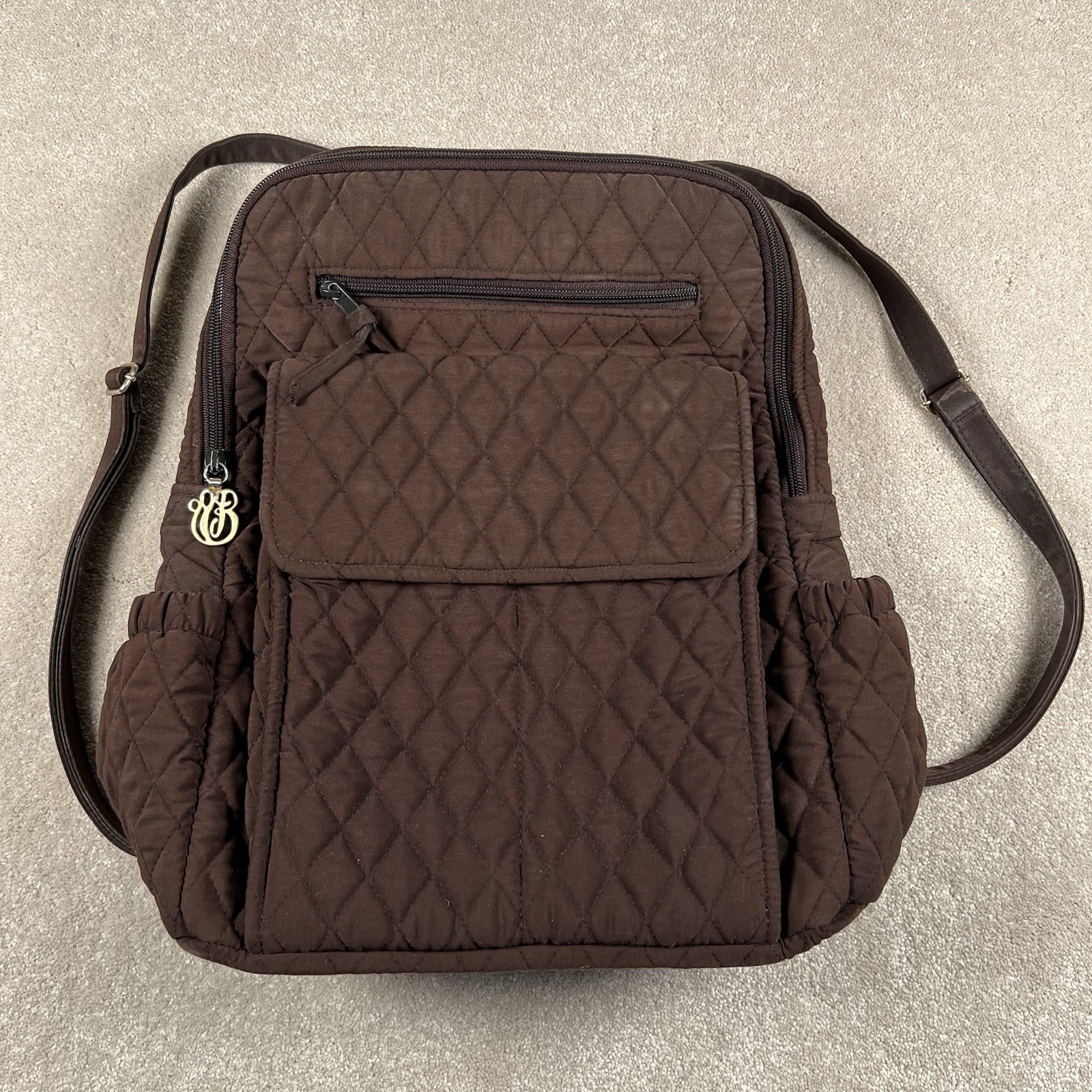 Vera Bradley BackPack Quilted Brown Essential Classic Cotton School Casual