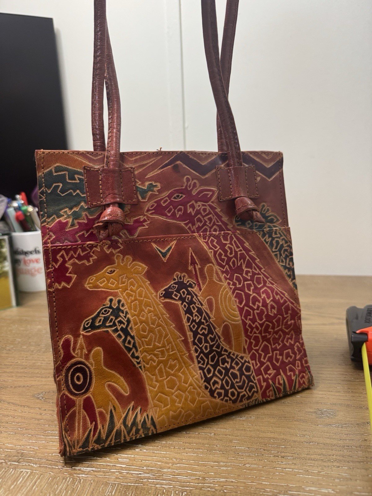 Print Gallery Mediterranean Trading Co Giraffe Hand Painted Tote Bag