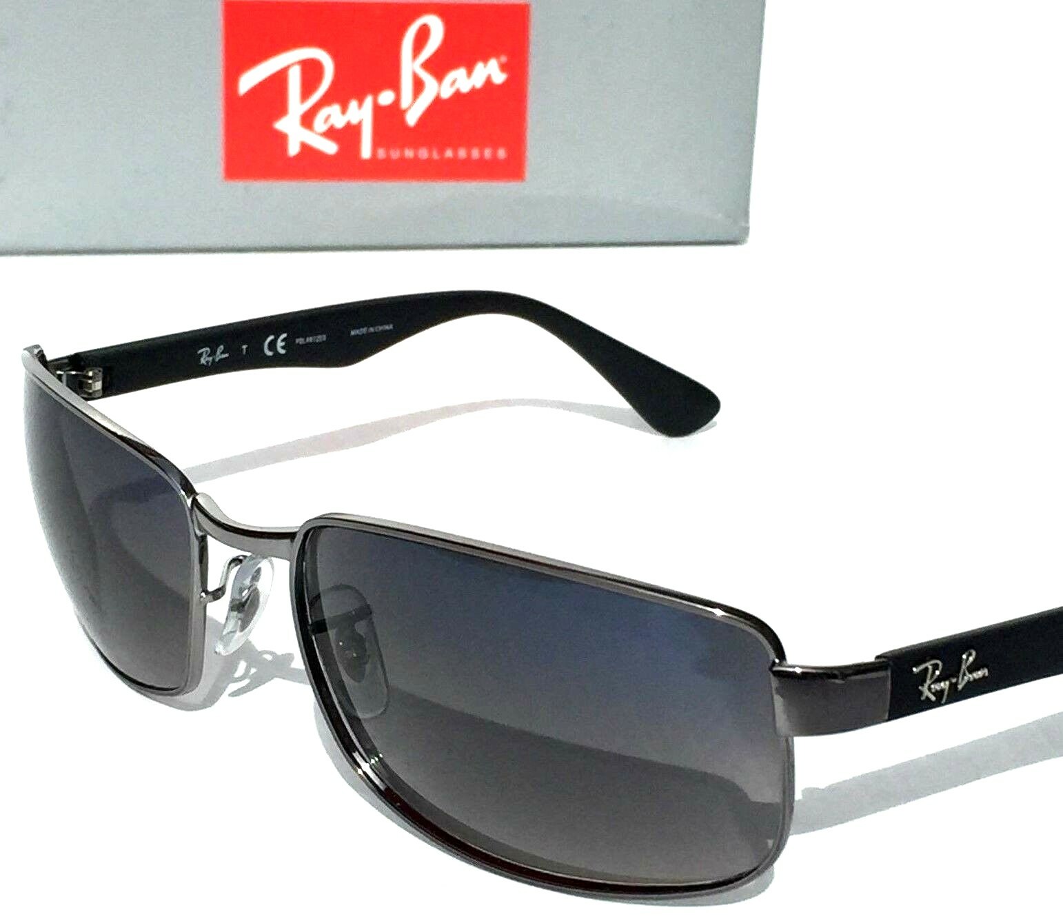 NEW* Ray Ban Gunmetal & Black w POLARIZED Grey Blue Lens Sunglass RB 3478 004