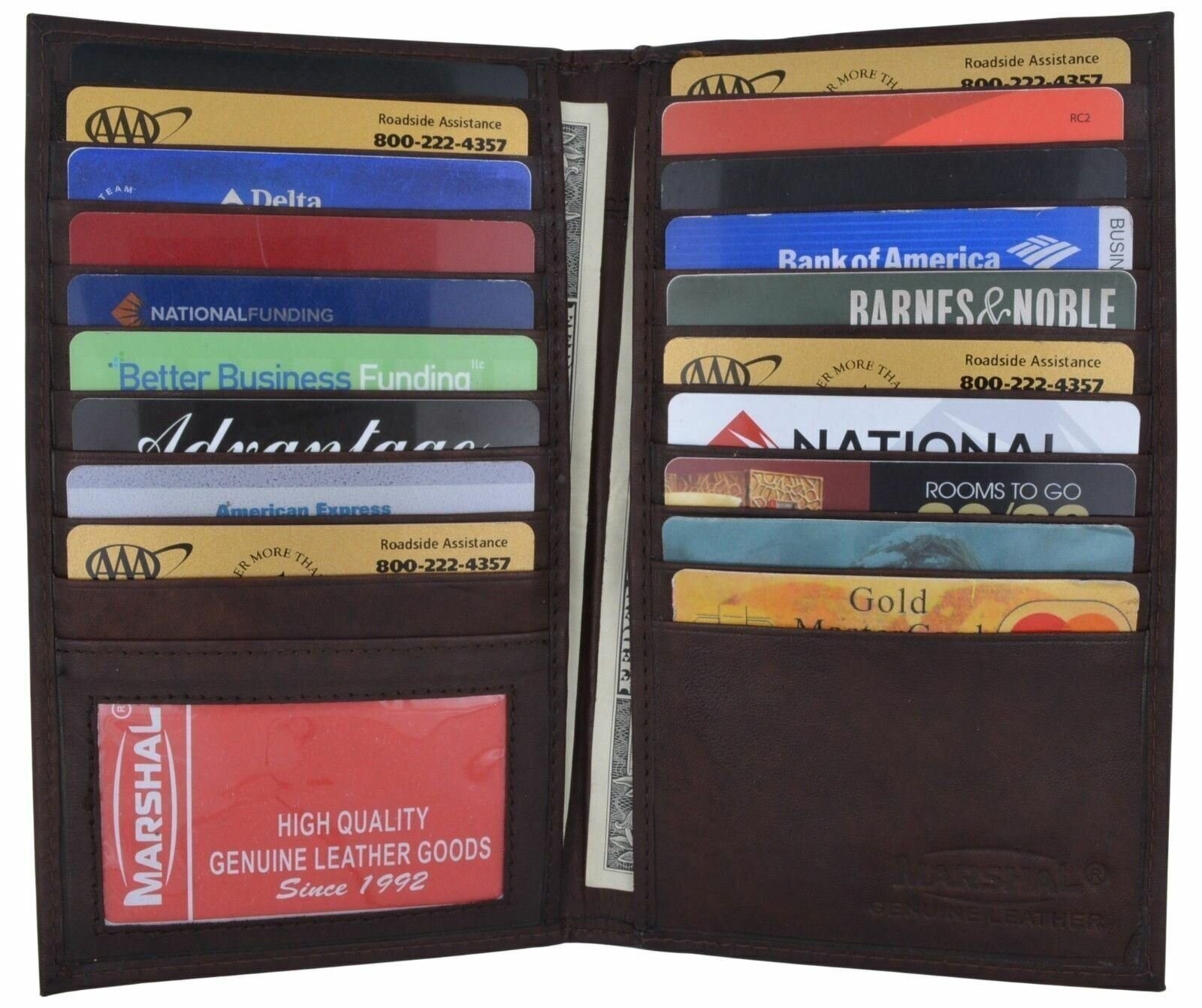 Genuine Leather Credit Card Holder Wallet 19 Card Slots + 1 ID Window