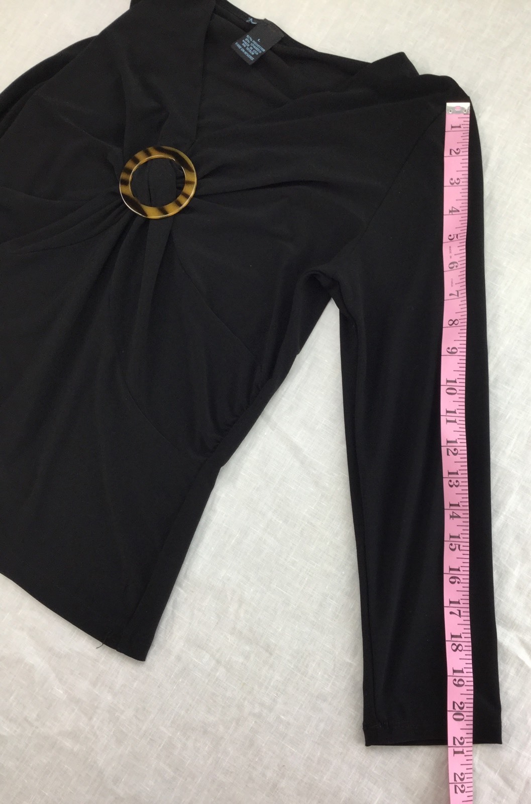 Black Long Sleeve Polyester & Spandex Stretch Top Womens Size L 160409RGS/WBS